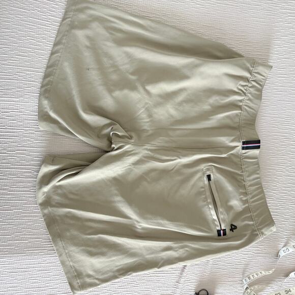 Fourlaps khaki performance stretch shorts mens M recycled nylon activewear - Picture 4 of 7
